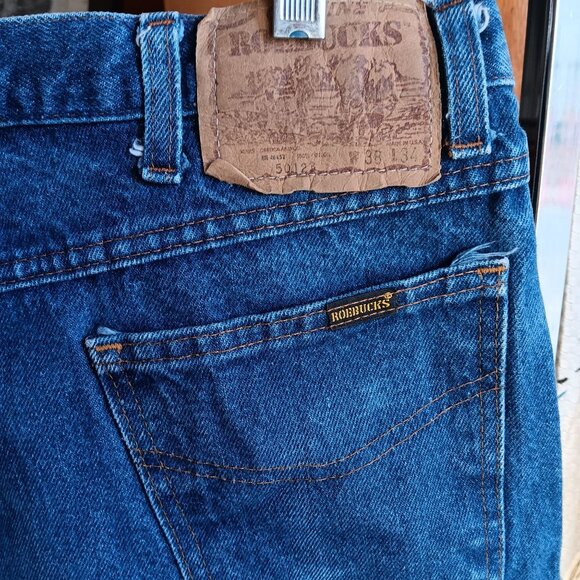Vintage Mens Bootcut Jeans 35x26 80s SEARS ROEBUCKS CLASSIC Flare Jeans - Picture 3 of 7